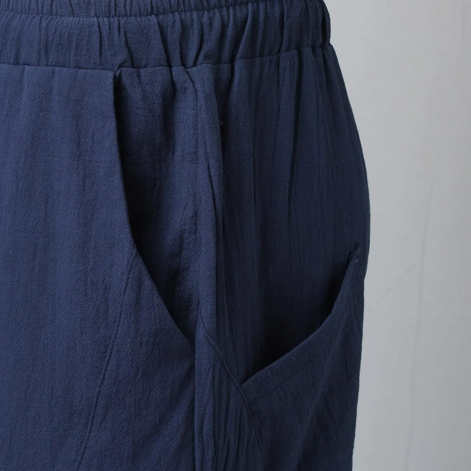 Casual Summer Pants for Men Linen Solid Color Pant Drawstring Joggers Loose Fit Pants Long Trousers with Pockets