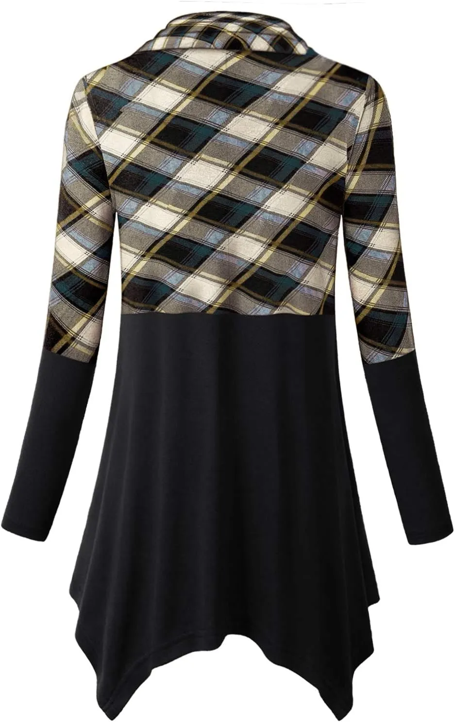 Cestyle Womens Fall Long Sleeve Cowl Neck Asymmetrical Hemline Flowy Tunic Top