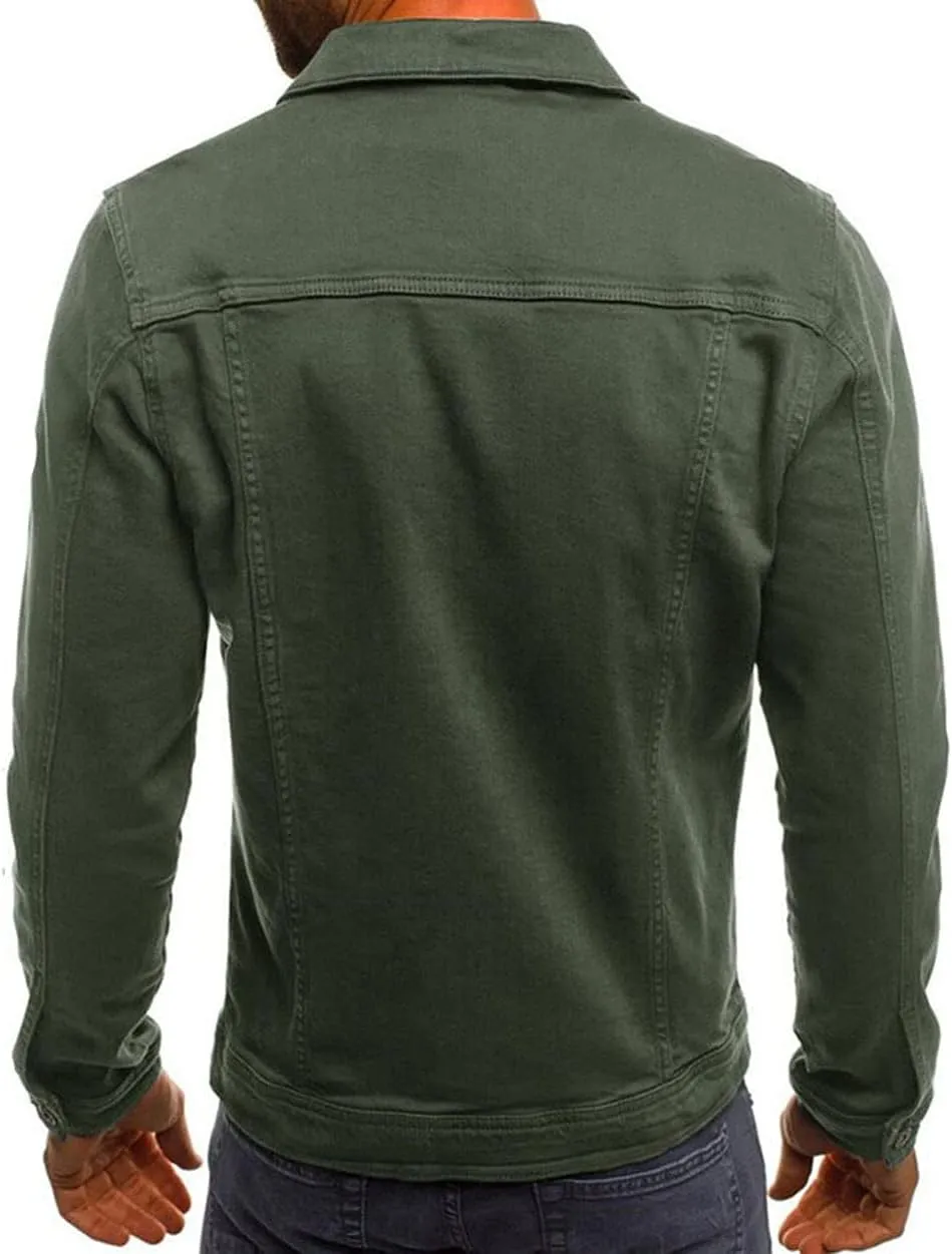 CHARTOU Men's Regular Fit Distressed Long Sleeve Denim Jacket Jean Motor Trucker Coat