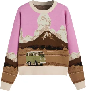 CIDER Womens Graphic Sweaters Crew Neck Long Sleeve Cute Patterned Pullover Preppy Sweater Tops