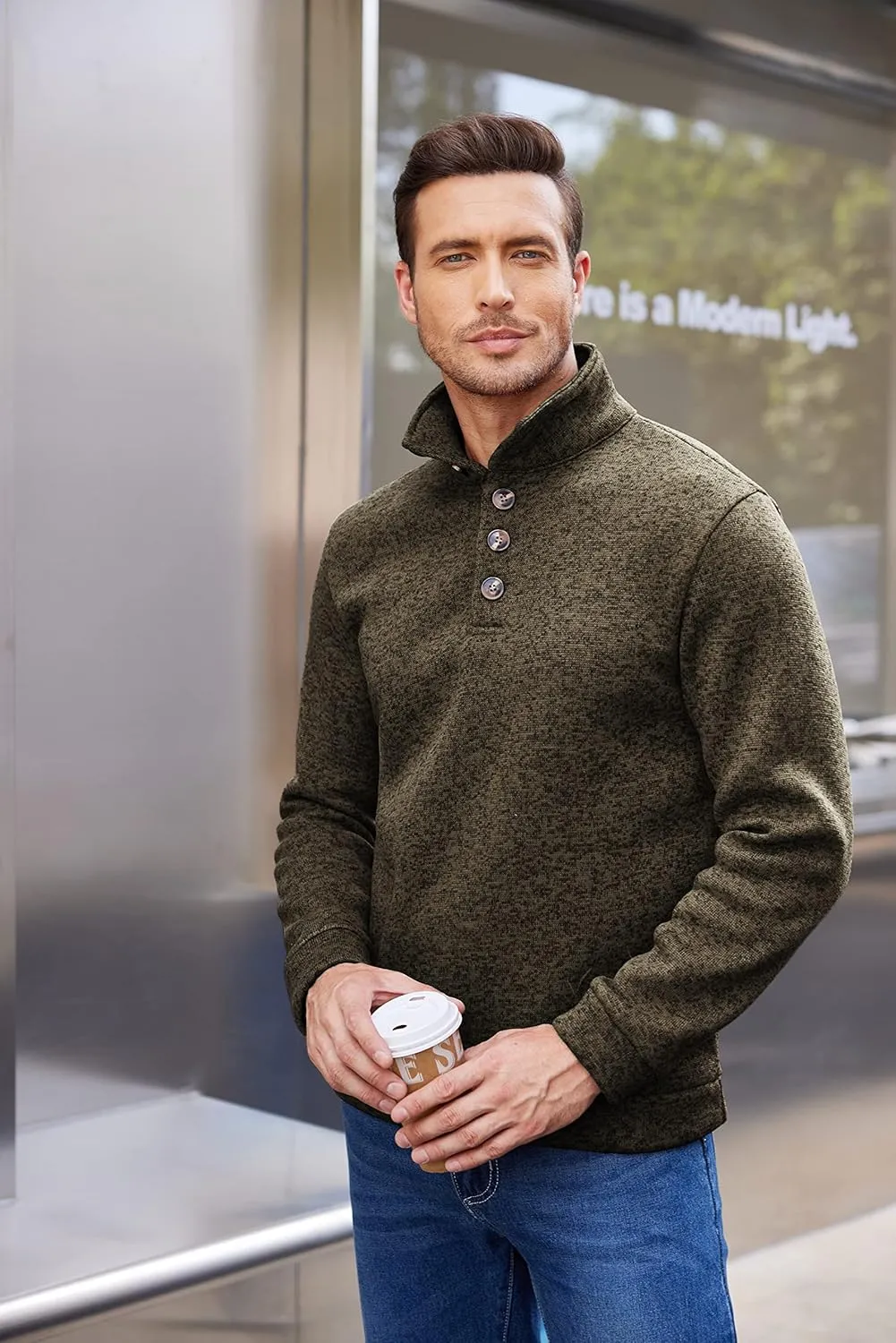 COOFANDY Men's Casual Slim Fit Pullover Sweater Knitted Thermal Sweatshirt