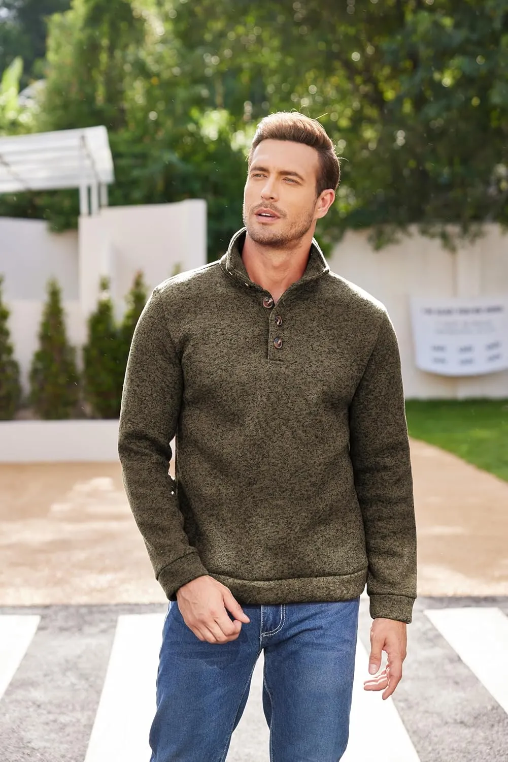 COOFANDY Men's Casual Slim Fit Pullover Sweater Knitted Thermal Sweatshirt