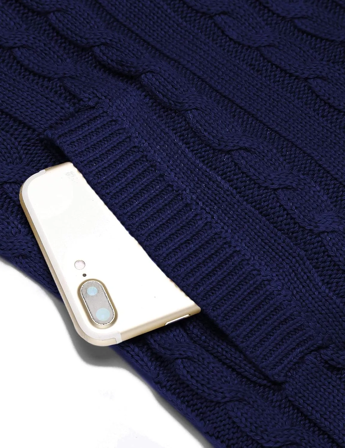 COOFANDY Men's Full Zip Cardigan Sweater Slim Fit Cable Knitted Zip Up Sweater with Pockets