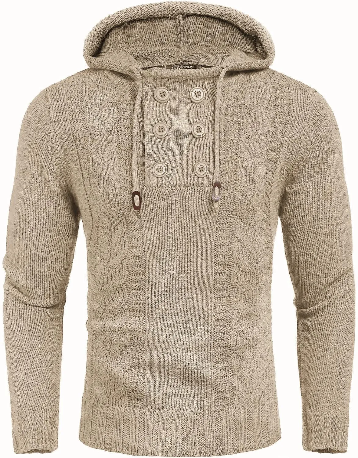 COOFANDY Men's Knitted Hoodies Pullover Casual Long Sleeve Turtleneck Sweaters