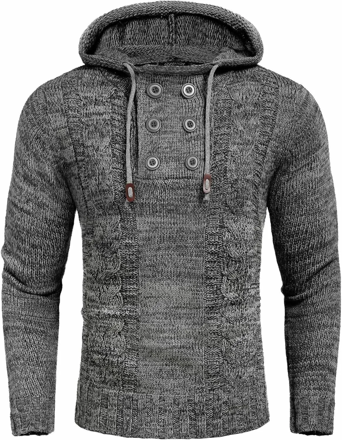 COOFANDY Men's Knitted Hoodies Pullover Casual Long Sleeve Turtleneck Sweaters