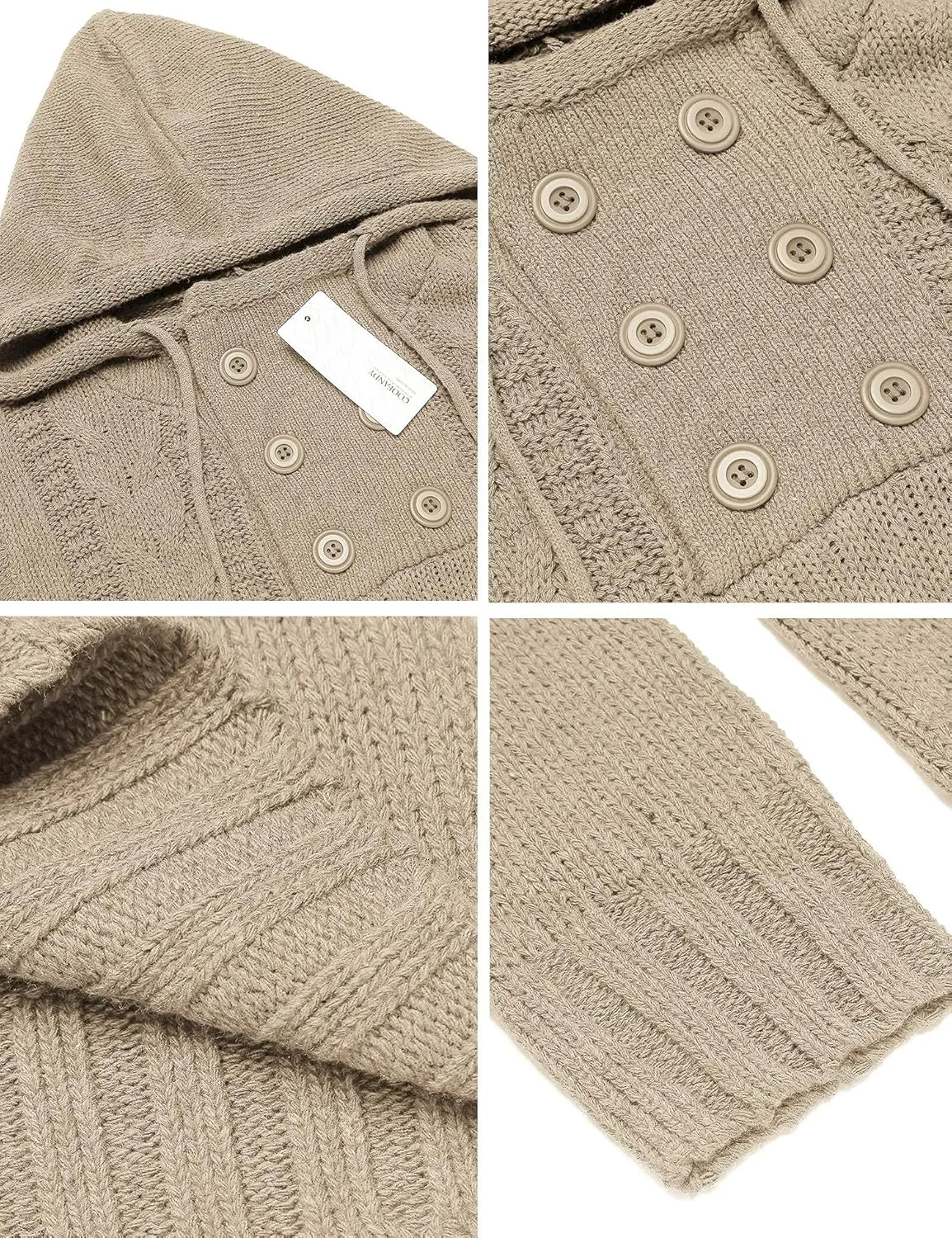 COOFANDY Men's Knitted Hoodies Pullover Casual Long Sleeve Turtleneck Sweaters