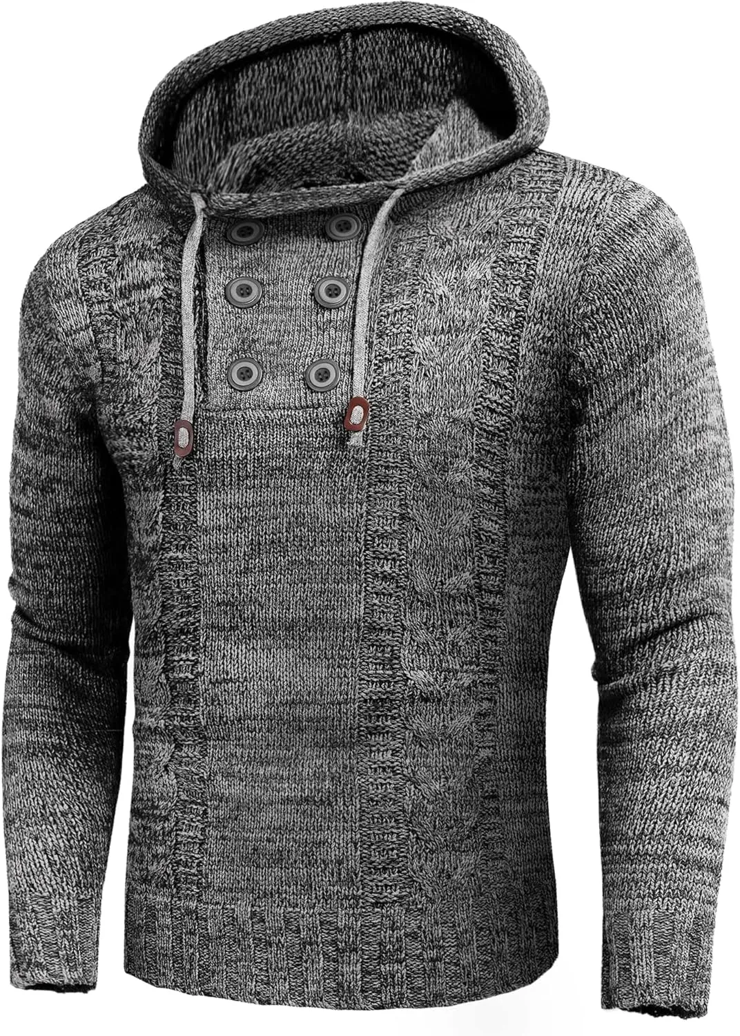 COOFANDY Men's Knitted Hoodies Pullover Casual Long Sleeve Turtleneck Sweaters