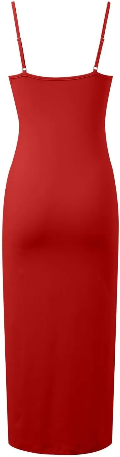 Corset Dress for Women 2025 Sexy Spaghetti Strappy Square Neck Cocktail Dresses Side Split Bodycon Midi Dresses