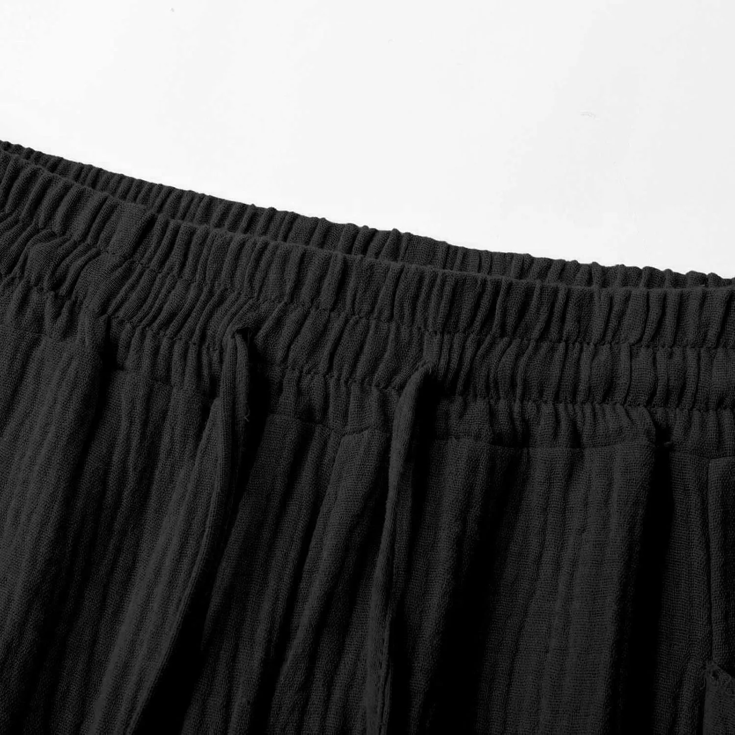 Cotton Linen Capri Pants for Women 2025 Summer Casual Plus Size Capris Wide Leg High Waisted Drawstring Crop Pants
