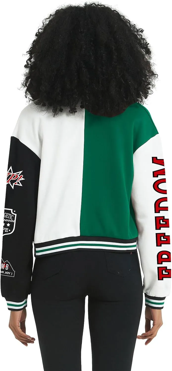 COZYPOIN Women's Varsity Jacket Cropped Letterman Jacket Lightweight Button Down Bomber Racer Baseball Y2K Coats
