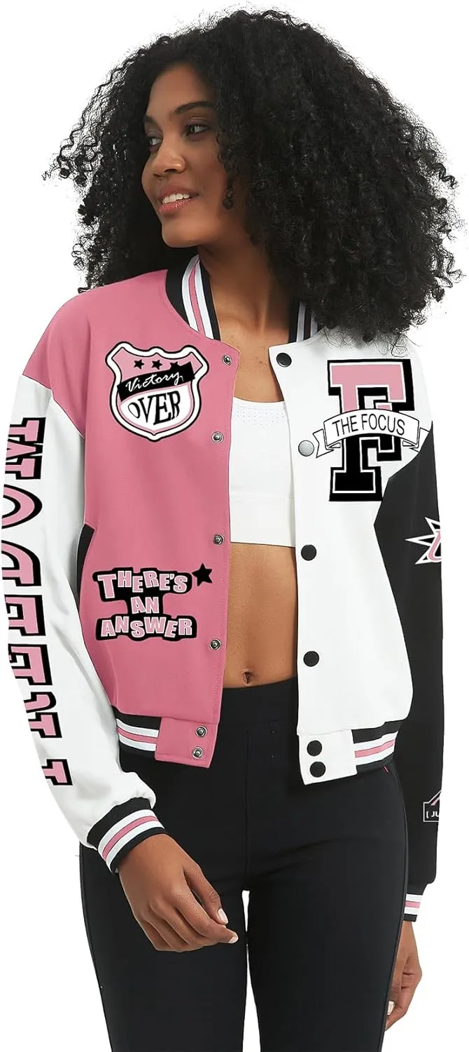 COZYPOIN Women's Varsity Jacket Cropped Letterman Jacket Lightweight Button Down Bomber Racer Baseball Y2K Coats