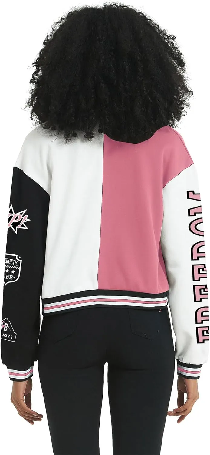 COZYPOIN Women's Varsity Jacket Cropped Letterman Jacket Lightweight Button Down Bomber Racer Baseball Y2K Coats
