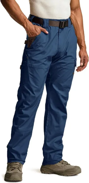 CQR Men's Flex Ripstop Work Pants, Water Resistant Tactical Pants, Outdoor Utility Operator EDC Cargo Pants
