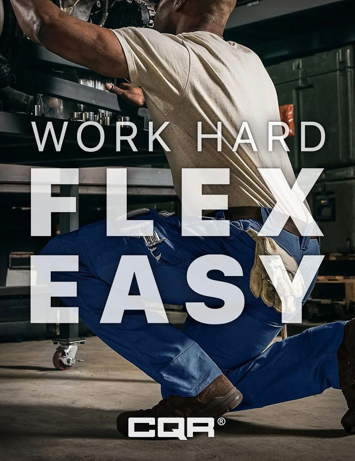CQR Men's Flex Ripstop Work Pants, Water Resistant Tactical Pants, Outdoor Utility Operator EDC Cargo Pants