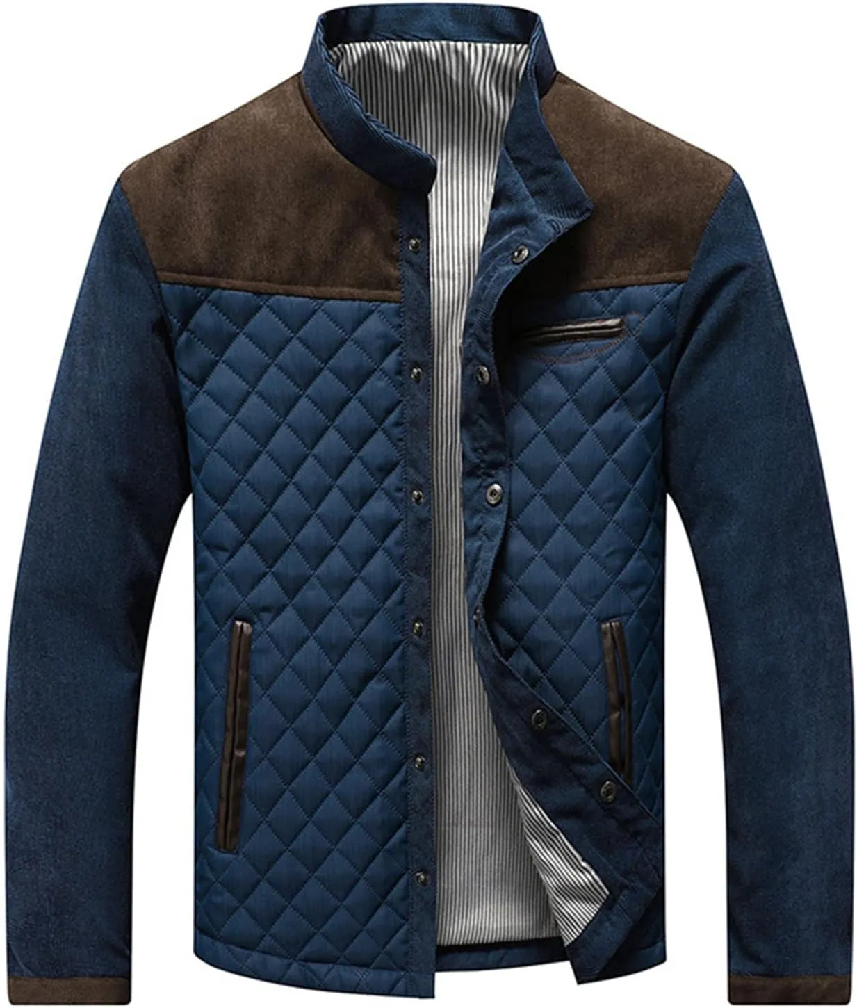 Crazynekos Men's Autumn Winter Cotton Coat Padded Jacket Warm Long Sleeve Top