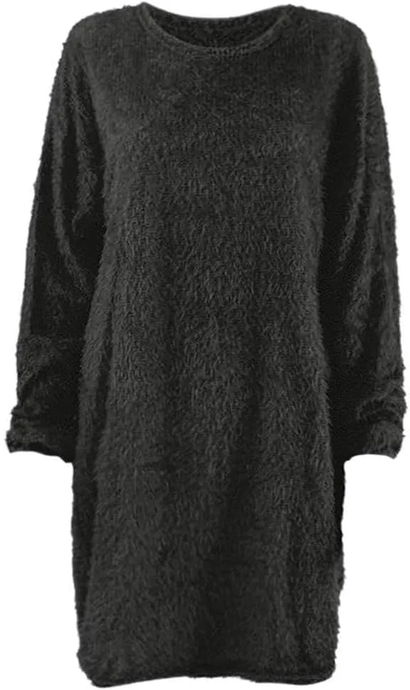 Cream Sweater Dress for Women,Women's Furry Pullover Sweater Dress Loose Oversized Long Knitted Tops S-3Xl