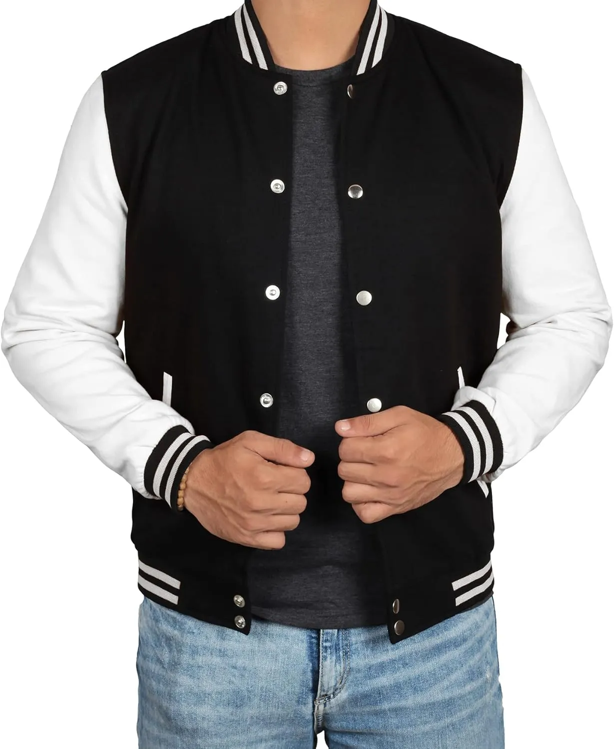 Decrum Varsity Jacket Men - High School Letterman Bomber Style Fleece Baseball Jackets For Men