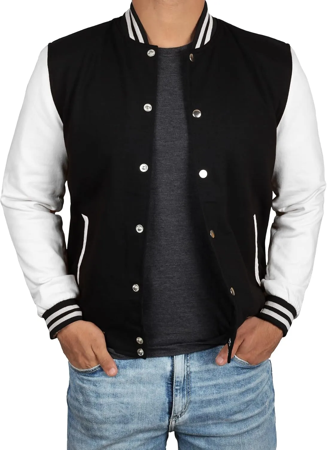 Decrum Varsity Jacket Men - High School Letterman Bomber Style Fleece Baseball Jackets For Men