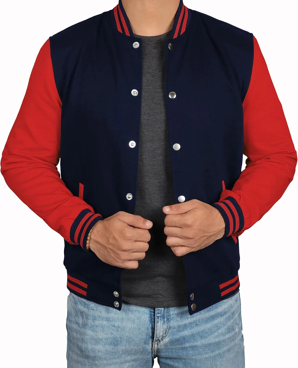 Decrum Varsity Jacket Men - High School Letterman Bomber Style Fleece Baseball Jackets For Men