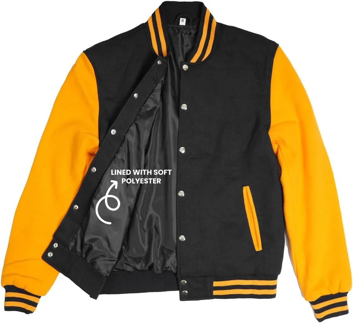 Decrum Varsity Jacket Men - High School Letterman Bomber Style Fleece Baseball Jackets For Men