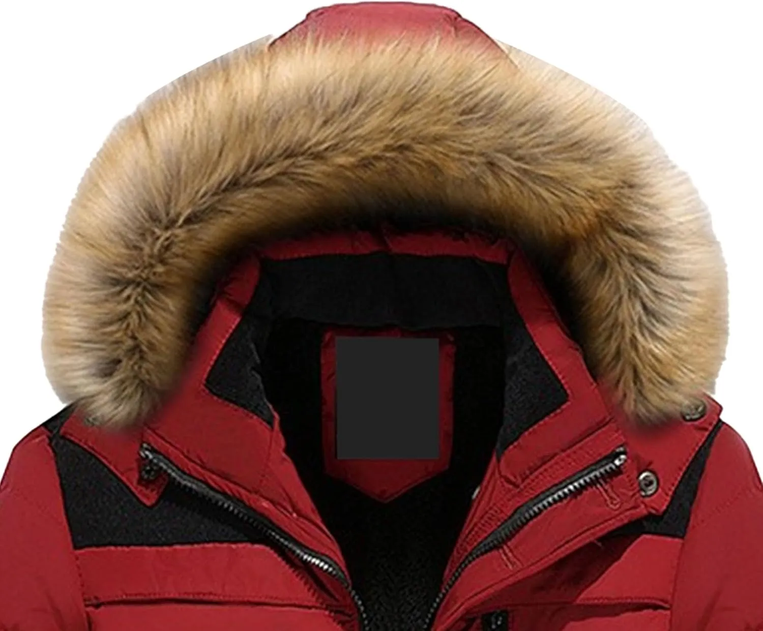 DGHM-JLMY Men's Cotton-Padded Jacket Coat Fur Collar Detachable Hooded Outerwear Casual Sherpa Fleece Lined Puffer Jackets
