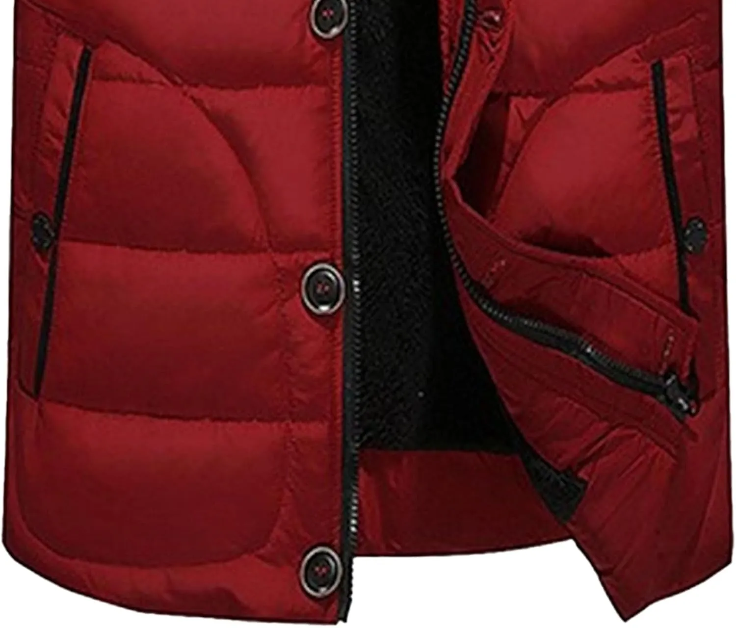 DGHM-JLMY Men's Cotton-Padded Jacket Coat Fur Collar Detachable Hooded Outerwear Casual Sherpa Fleece Lined Puffer Jackets