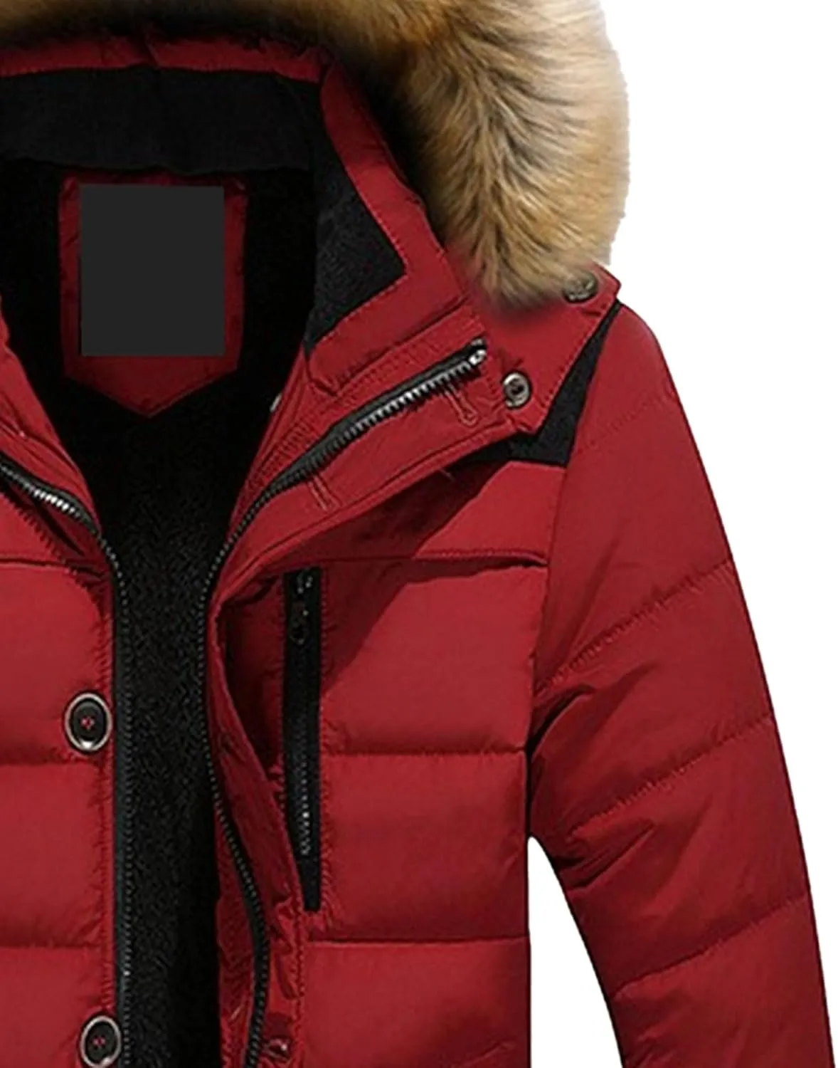 DGHM-JLMY Men's Cotton-Padded Jacket Coat Fur Collar Detachable Hooded Outerwear Casual Sherpa Fleece Lined Puffer Jackets