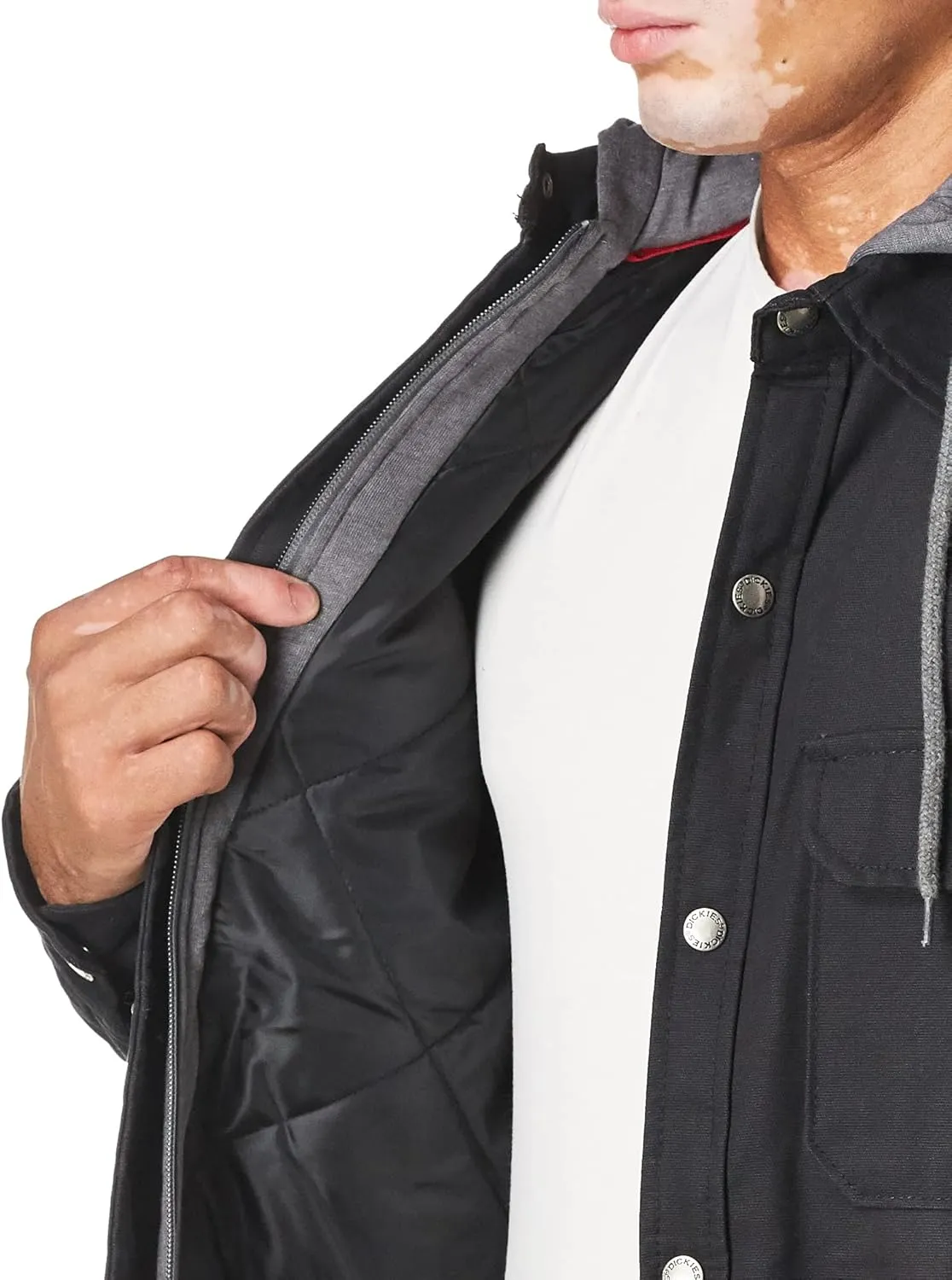 Dickies Men's Fleece Hooded Duck Shirt Jacket with Hydroshield