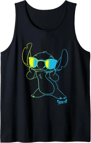 Disney Lilo & Stitch Cool Stitch Neon Outline Chest Portrait Tank Top