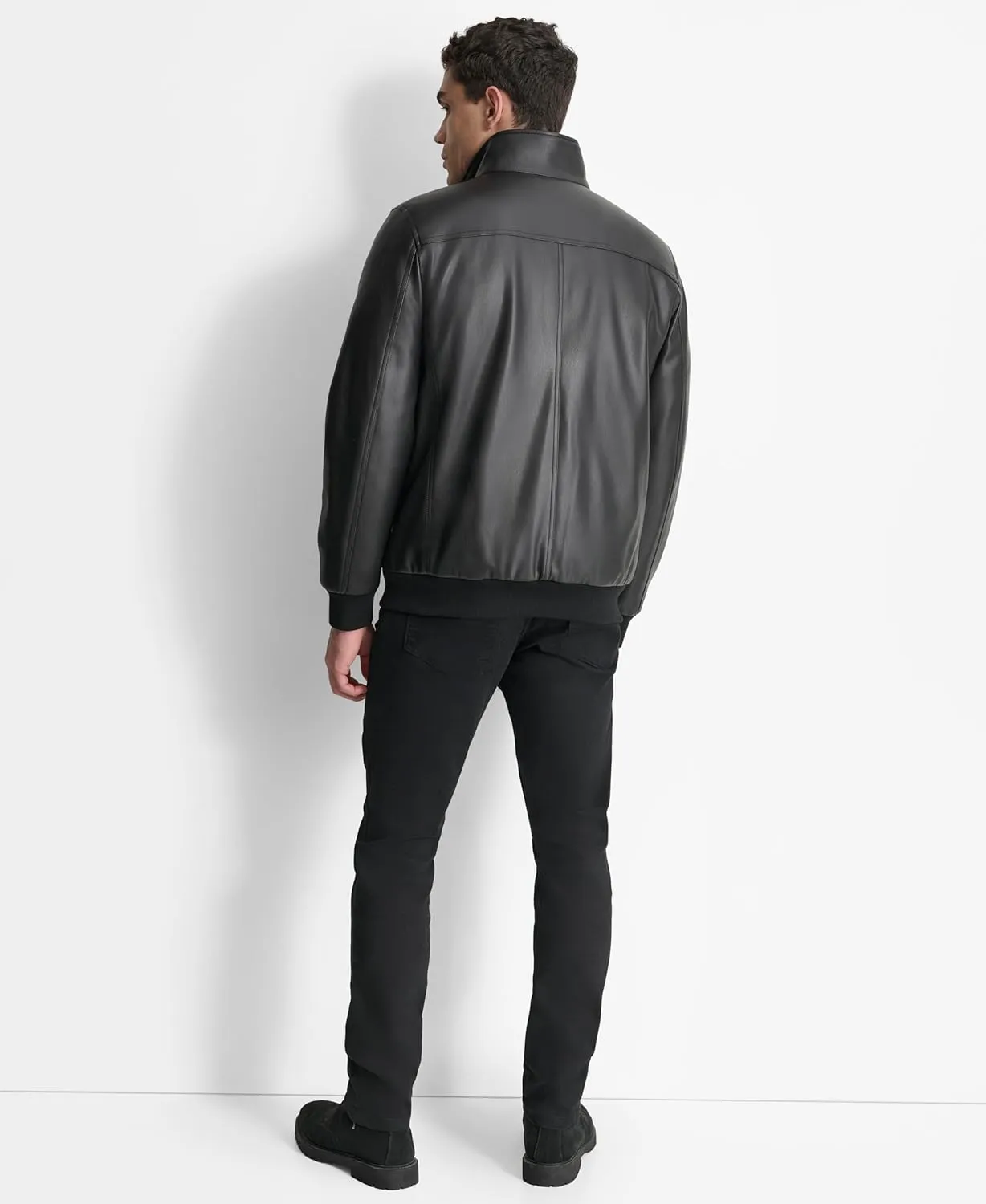 DKNY Men's Faux Leather Soft Durable Jacket