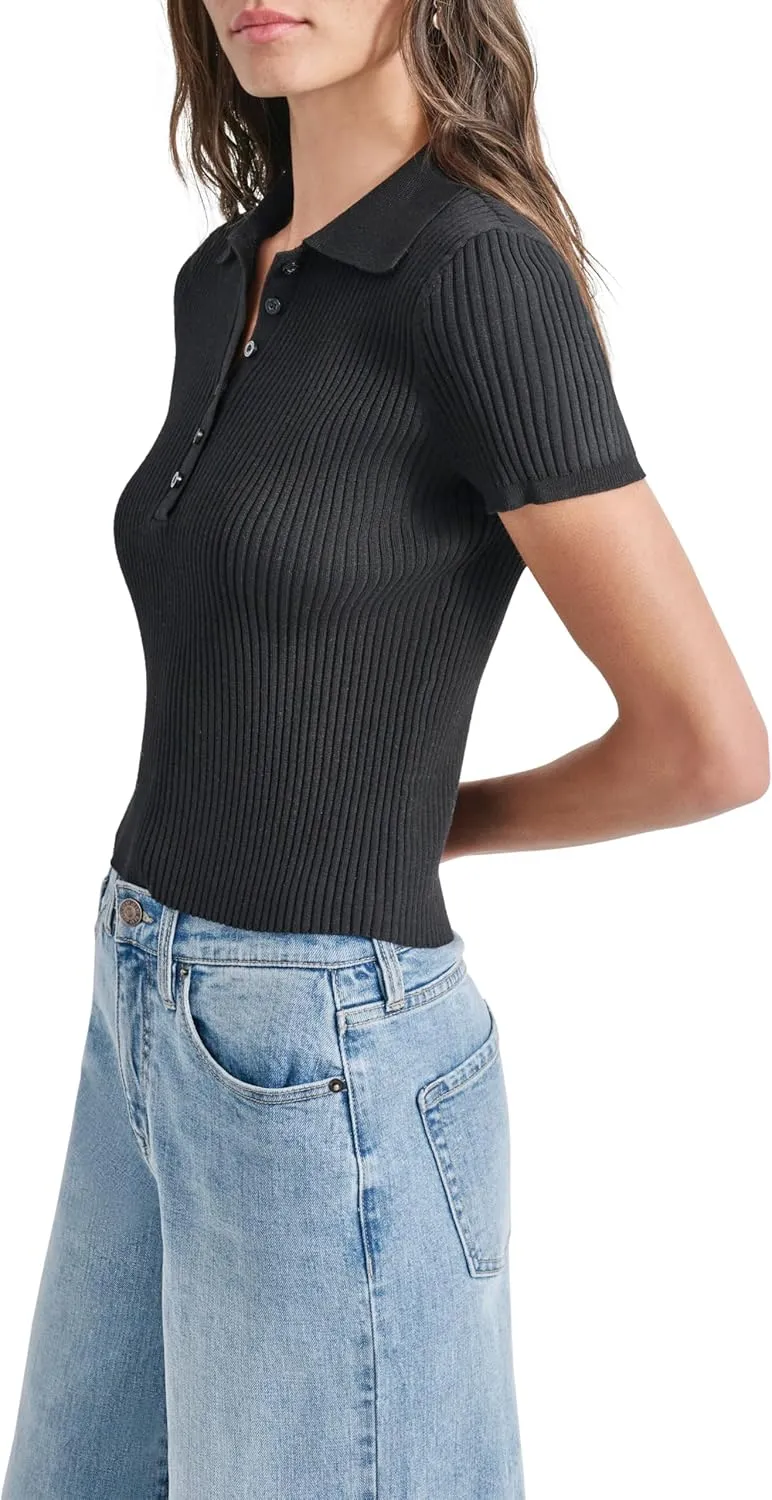DKNY Women's Polo Trendy Ribbed Soft Sweater