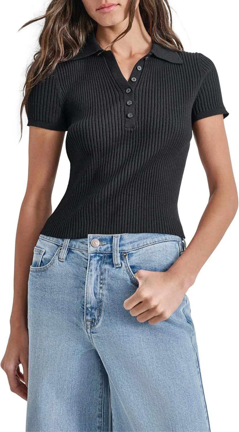 DKNY Women's Polo Trendy Ribbed Soft Sweater