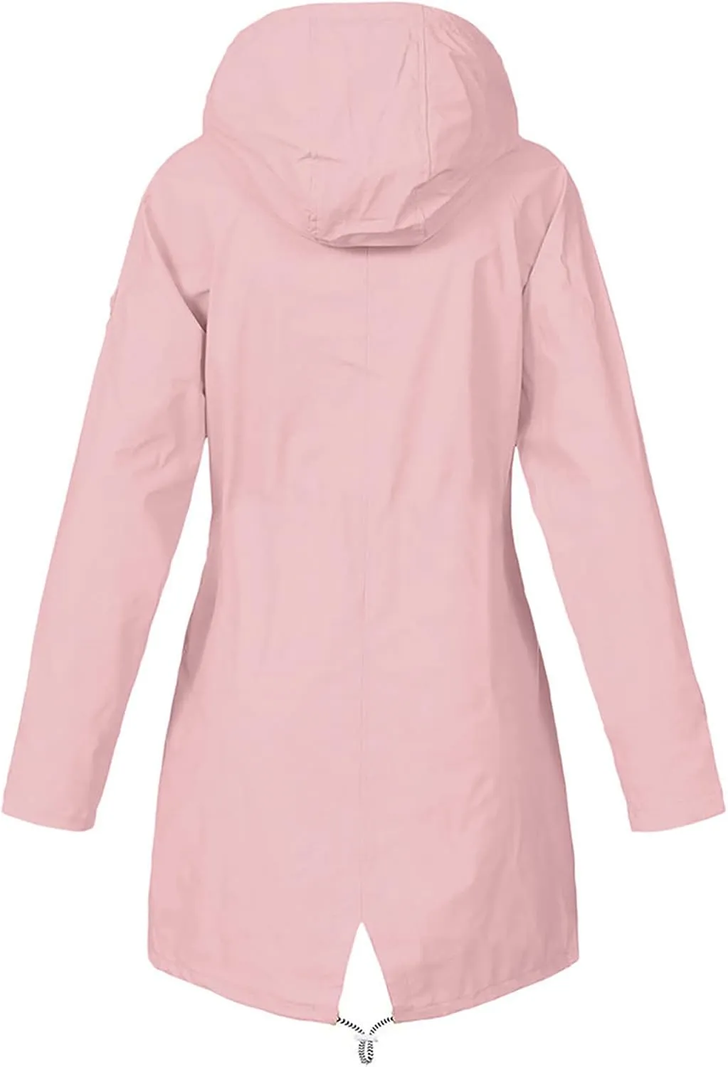 DOLKFU Women Zip Up Raincoats Windbreaker Outwear Long Sleeve Warm Winter Trench Rain Jacket Hooded Outdoor Coat With Pocket