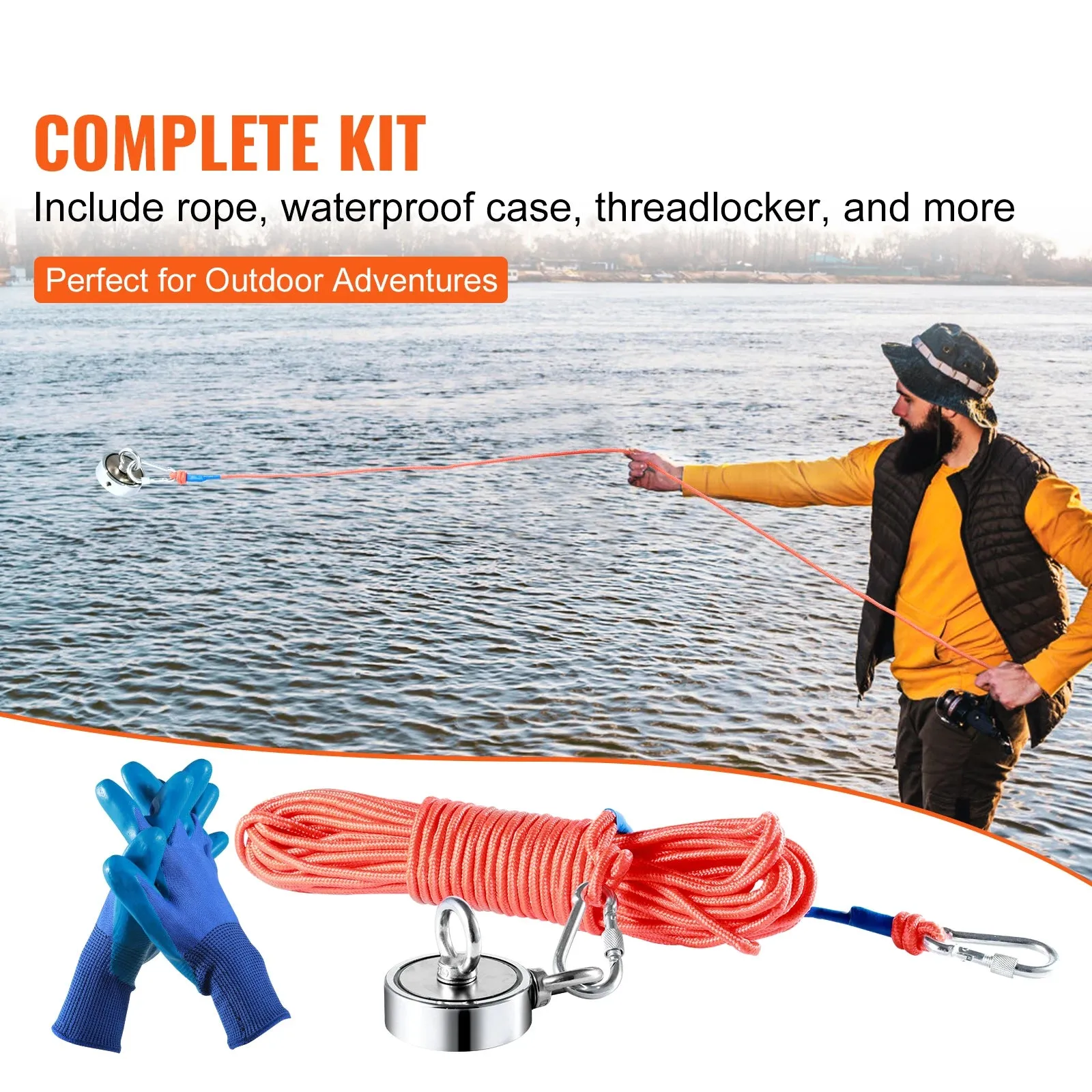 Double Sided Strong Neodymium Magnet With Heavy Duty Fishing Kit