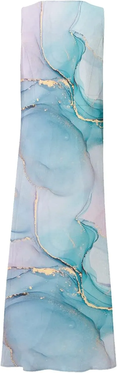 Dresses for Women 2025 Floral Print Sleeveless Beach Dress U Neck A-Line Boho Dress Casual Sundress with Pockets