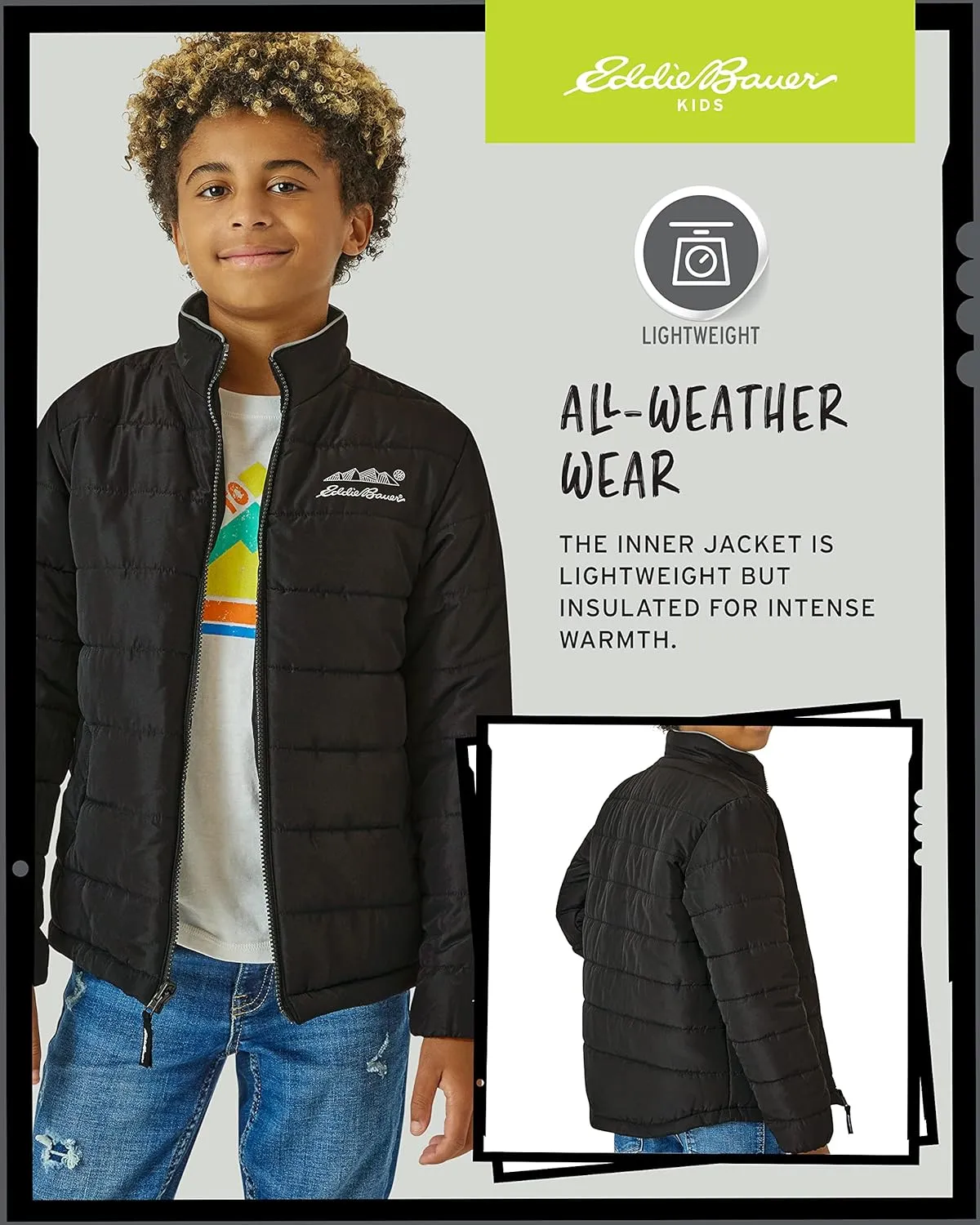 Eddie Bauer Kids' Ski Jacket - Waterproof 3 in 1 Insulated Coat with Removable Shell Jacket for Boys and Girls (3-16)
