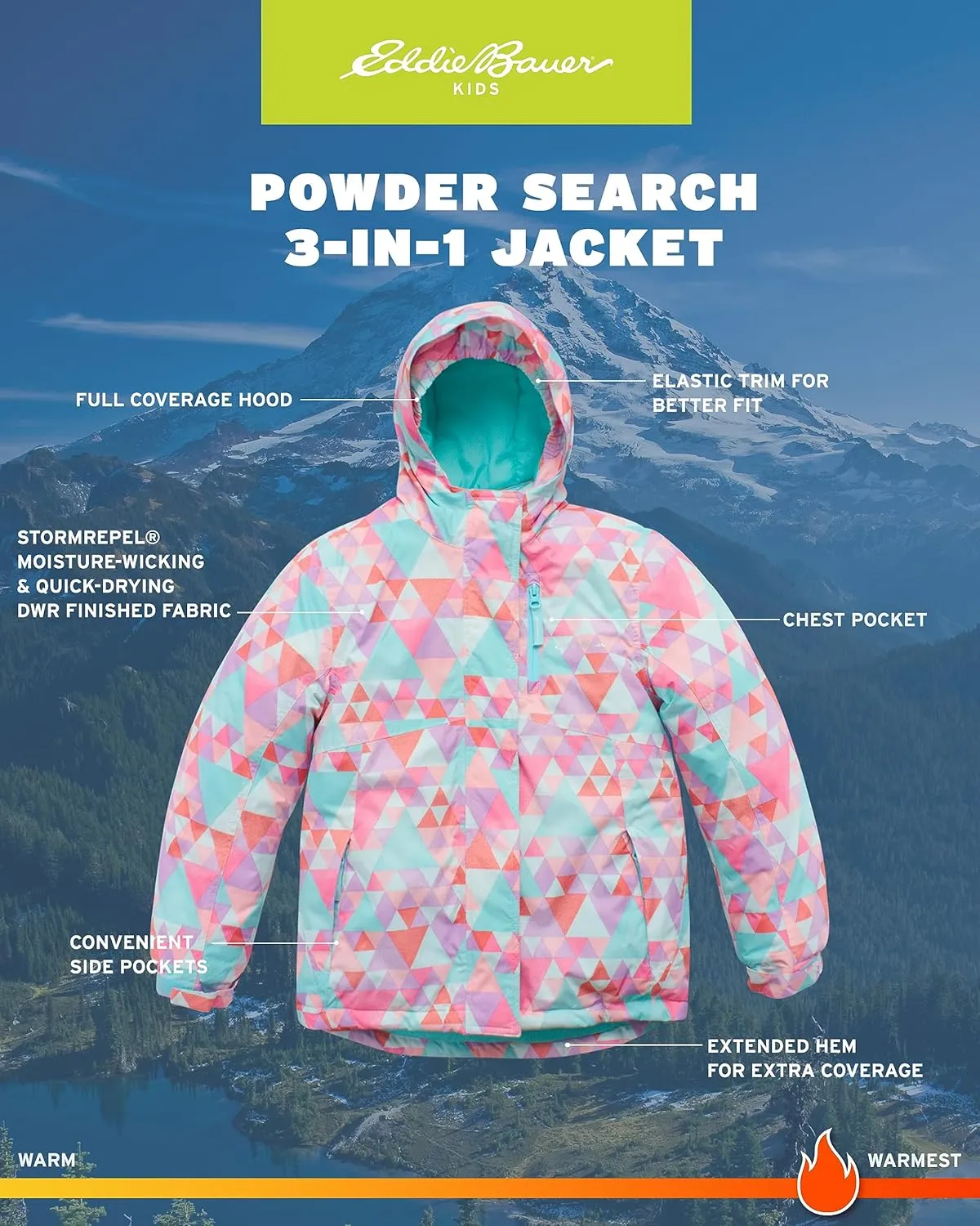 Eddie Bauer Kids' Ski Jacket - Waterproof 3 in 1 Insulated Coat with Removable Shell Jacket for Boys and Girls (3-16)