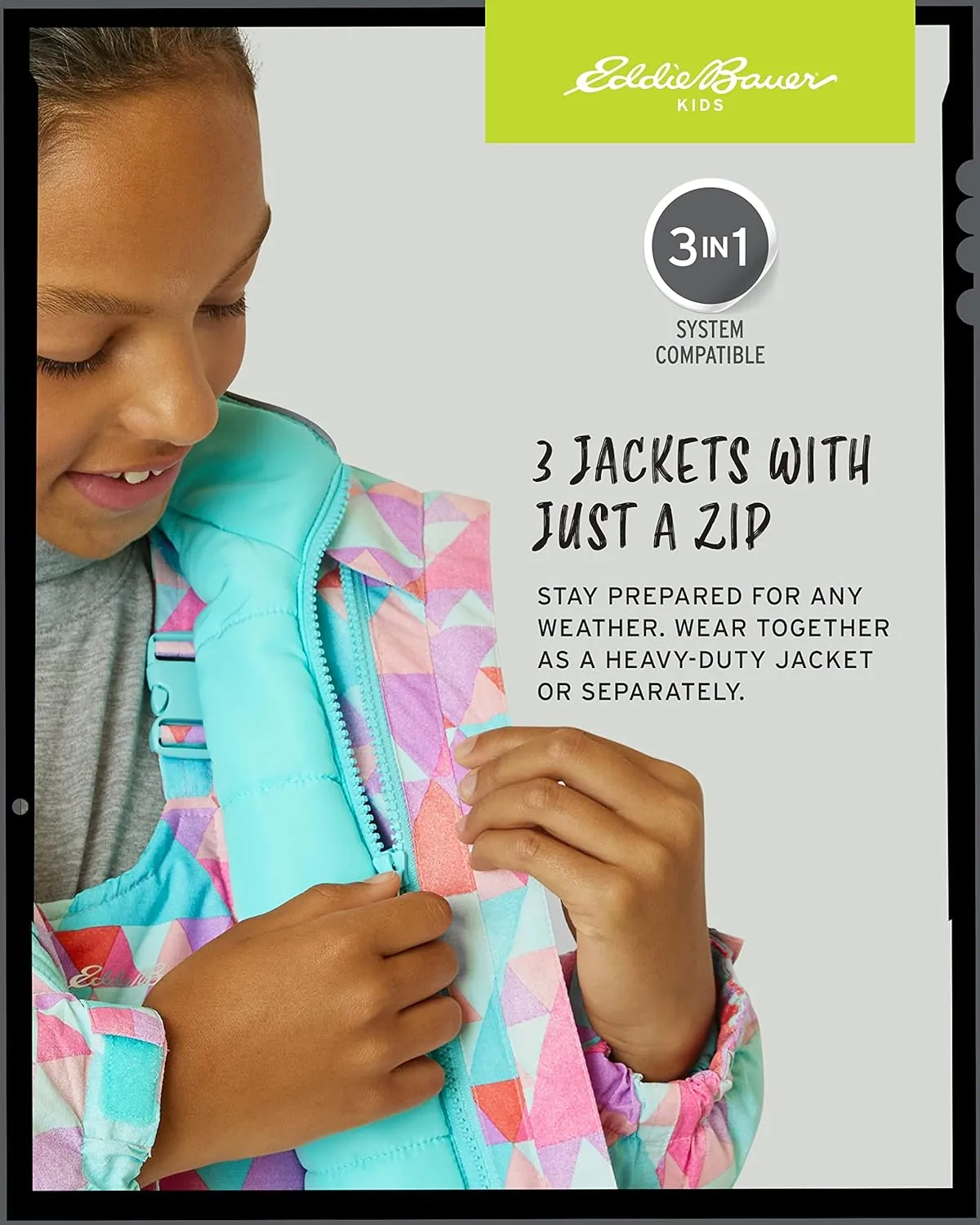 Eddie Bauer Kids' Ski Jacket - Waterproof 3 in 1 Insulated Coat with Removable Shell Jacket for Boys and Girls (3-16)
