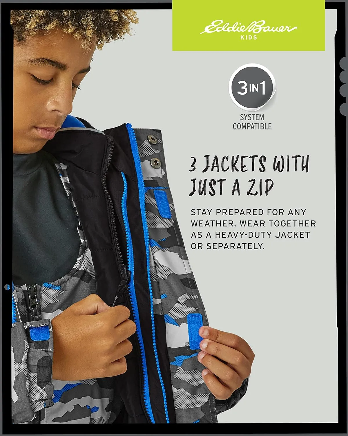 Eddie Bauer Kids' Ski Jacket - Waterproof 3 in 1 Insulated Coat with Removable Shell Jacket for Boys and Girls (3-16)