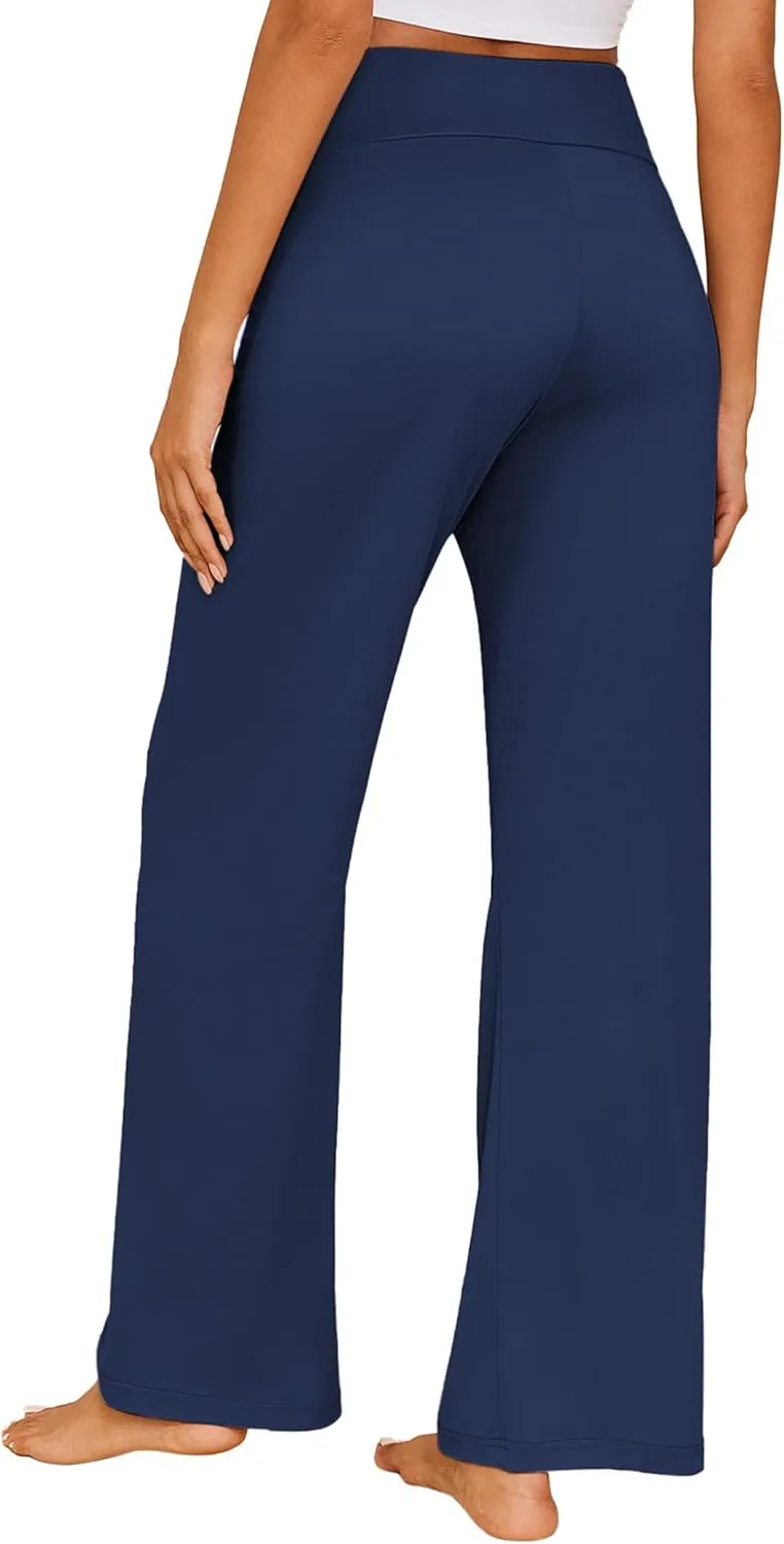 Ekouaer Women's Pajama Pants Wide Leg Yoga Pants Lounge Drawstring Pants Comfy Stretch Plaid Pj Bottoms