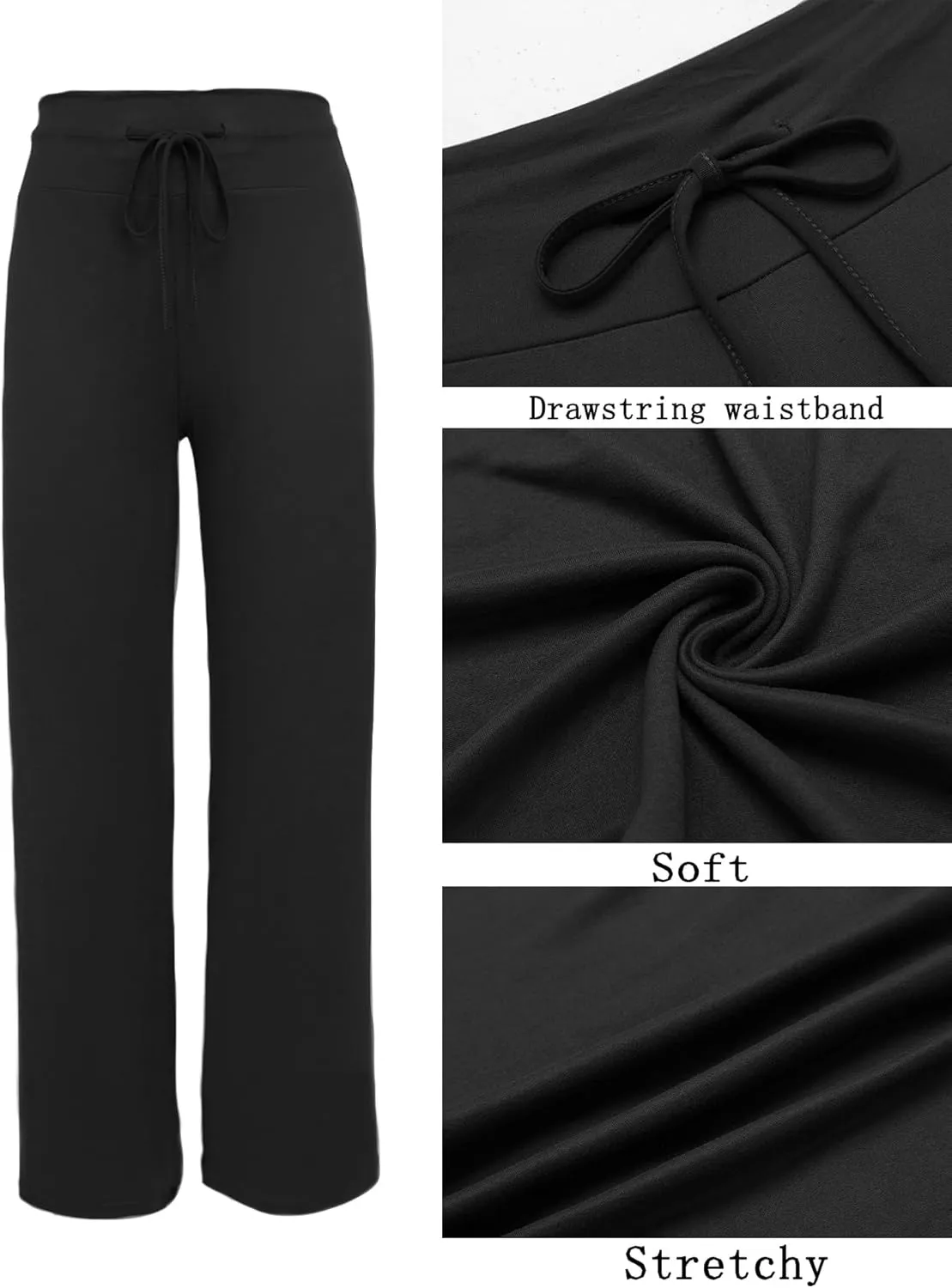 Ekouaer Women's Pajama Pants Wide Leg Yoga Pants Lounge Drawstring Pants Comfy Stretch Plaid Pj Bottoms