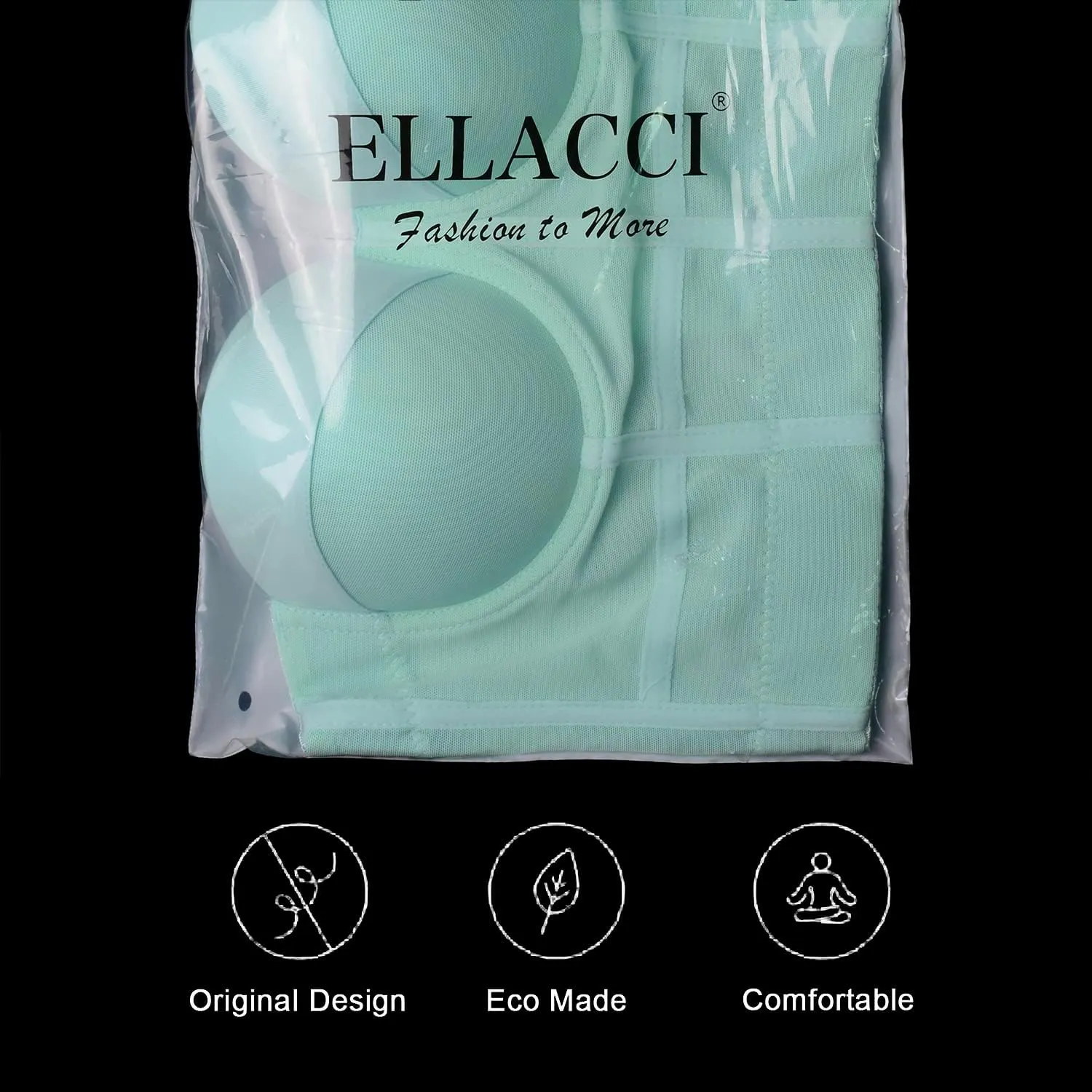 ELLACCI Women's Mesh Bustier Crop Top Push Up Corset Tops Bra Black
