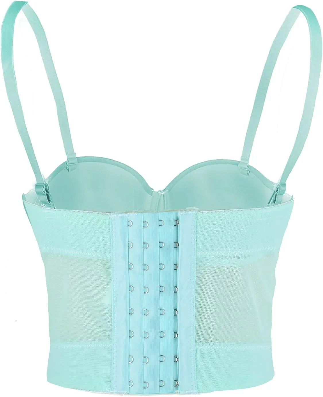 ELLACCI Women's Mesh Bustier Crop Top Push Up Corset Tops Bra Black