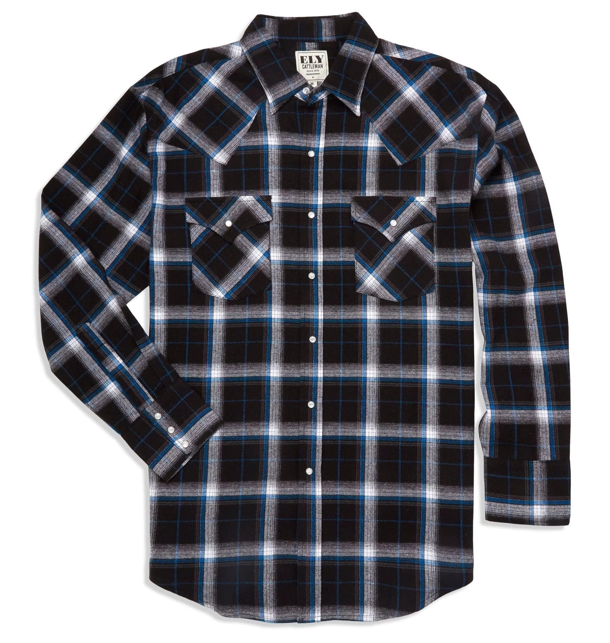 Ely Cattleman Men's Long Sleeve Flannel Plaid Western Snap Shirt