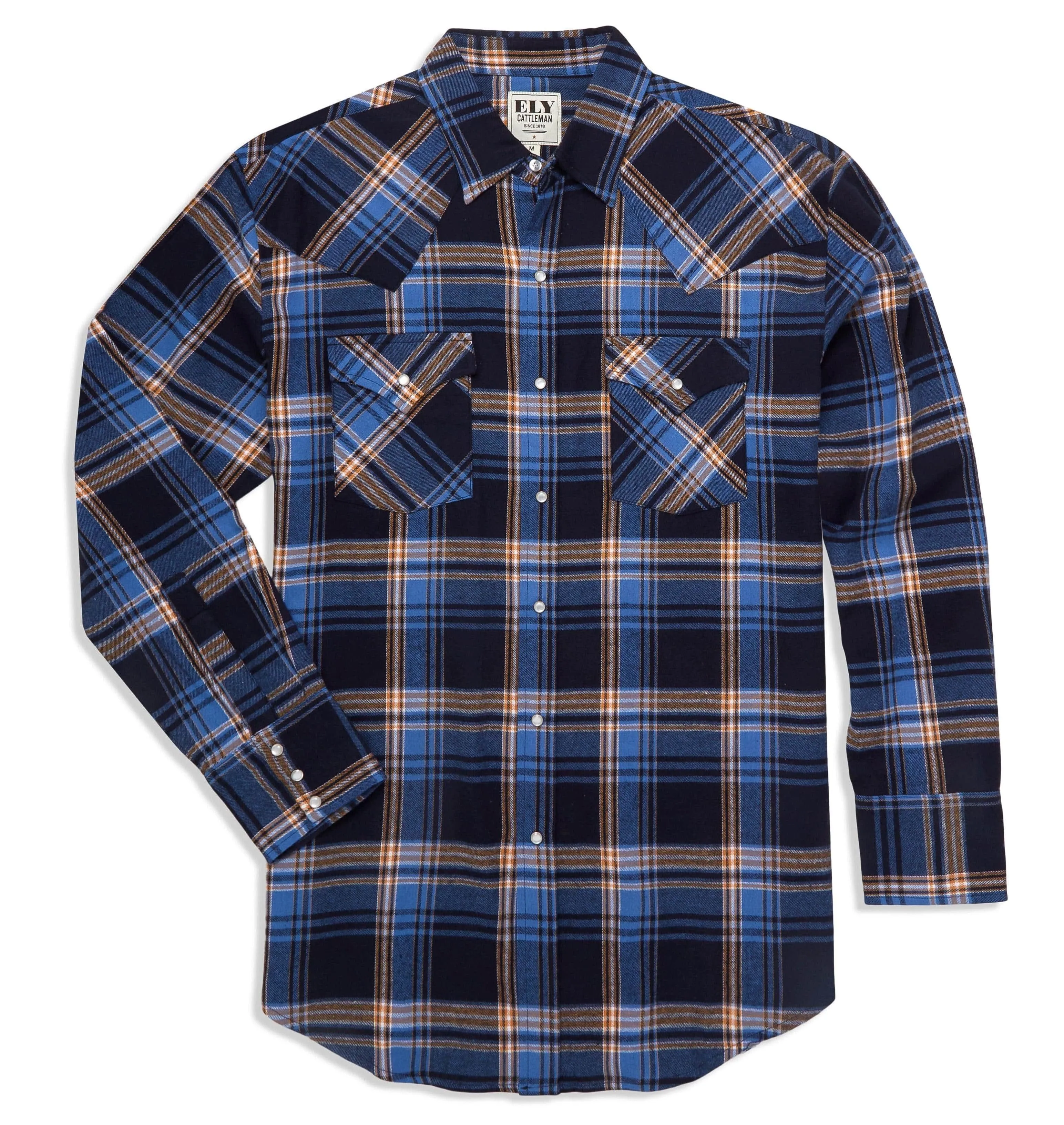 Ely Cattleman Men's Long Sleeve Flannel Plaid Western Snap Shirt