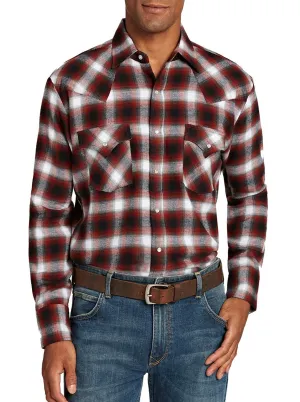 Ely Cattleman Men's Long Sleeve Flannel Plaid Western Snap Shirt