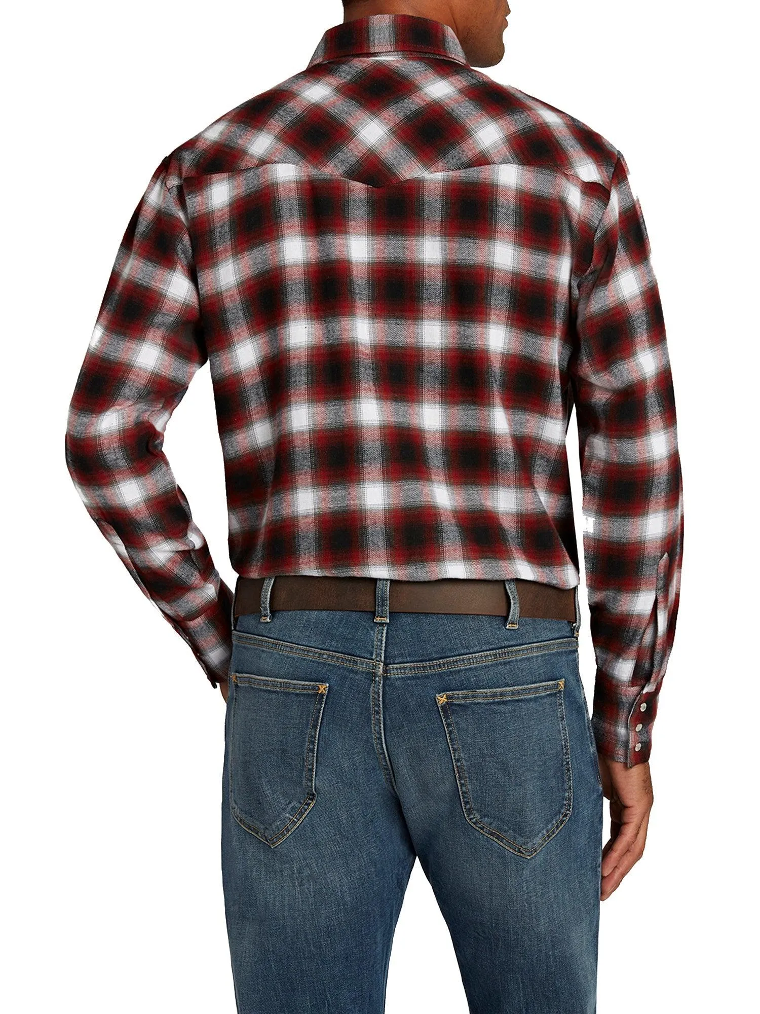Ely Cattleman Men's Long Sleeve Flannel Plaid Western Snap Shirt