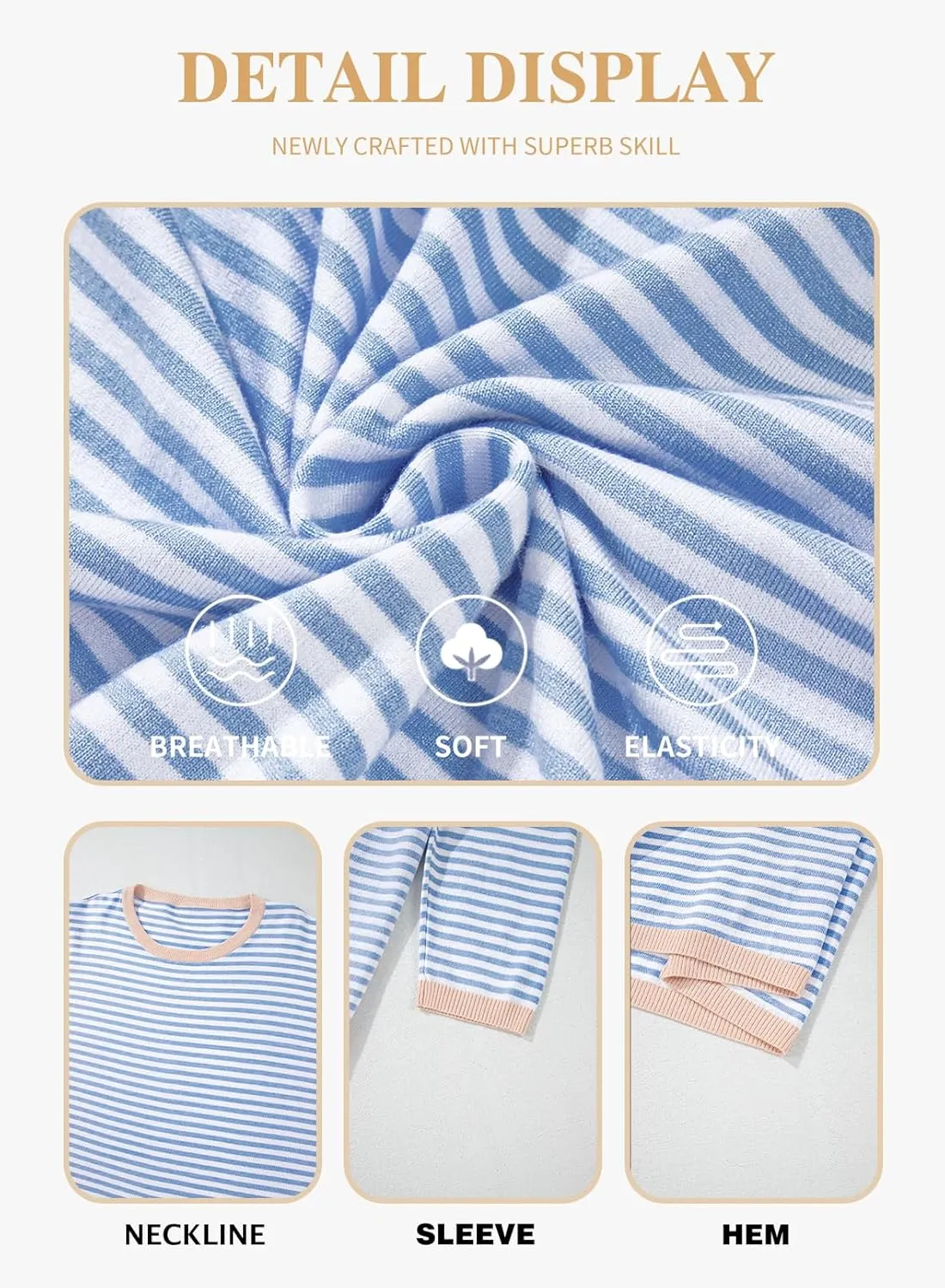 Eytino Plus Size Sweaters for Women Casual Striped Color Block Long Sleeve Round Neck Pullover Jumpers Tops(1X-5X)