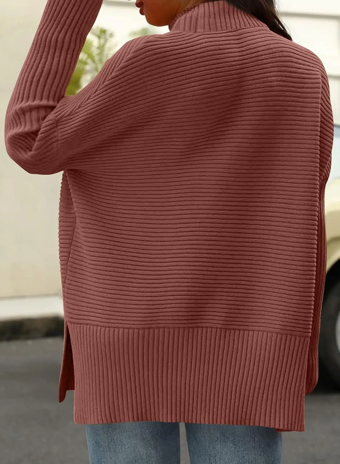 Eytino Womens Plus Size Sweaters Long Sleeve Crew Neck Split Hem Casual Oversized Ribbed Knit Tunic Pullover Tops(1X-5X)