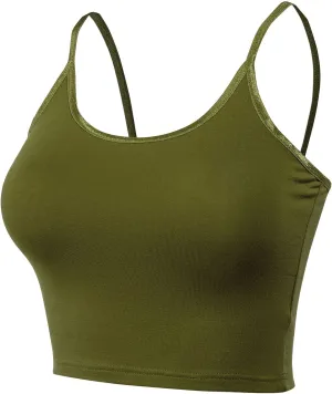 FashionMille Women Workout Yoga Spaghetti Strap Tank Camisole Crop Tank Top